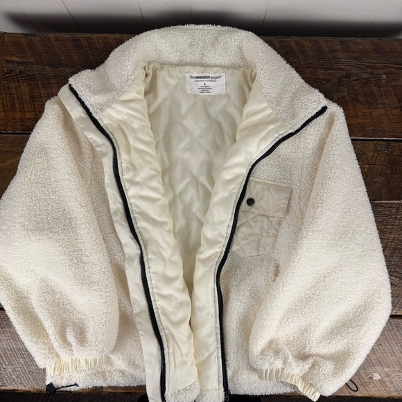 The Sweatshirt Project Sherpa Fleece Jacket Women’s Large Ivory - Picture 5 of 7